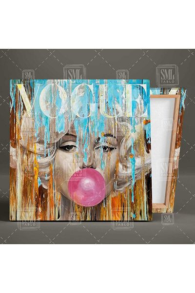 SML TABLO Copertina revistei Marlyn Monroe Pink Gum Square Canvas Print