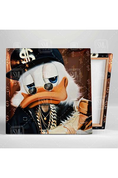 SML TABLO Duck Grafitti cu inserții de aur Cool Non-variant Uncle Illustration Pictură pătrată pe pânză