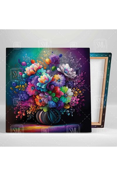 SML TABLO Buchet de flori într-o vază Pictură pe pânză pătrată margaretă albă