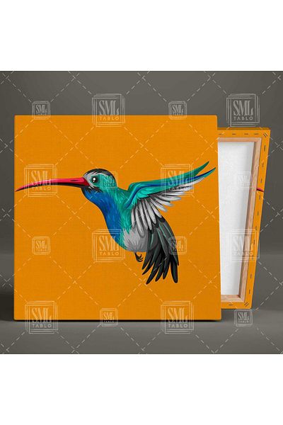 SML TABLO Roșu Beaked Blue Tropical Bird Orange Fund Square Canvas Painting