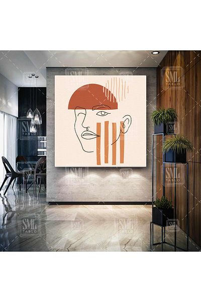SML TABLO Figură umană liniară Terazzo Color Boho Design Pictură pătrată pe pânză