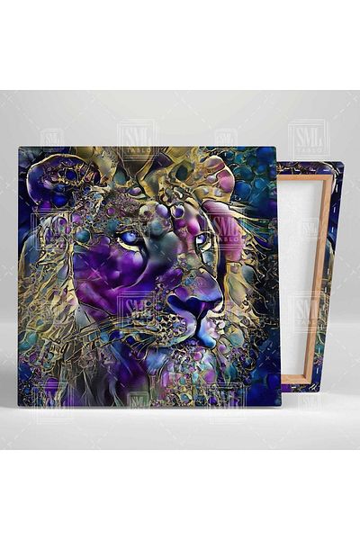 SML TABLO Modeluri abstracte de leu mov nobil din simboluri etnice Animal Square Canvas Painting