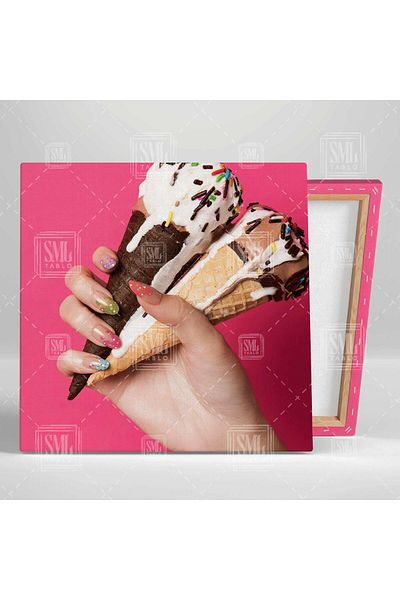 SML TABLO Παγωτό Nail Art Nail Decoration Studio Διακόσμηση Τετράγωνος πίνακας σε καμβά