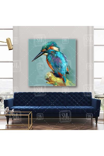 SML TABLO Pictură pe pânză pătrată cu animale decorative cu libelulă de culoare albastră și portocalie
