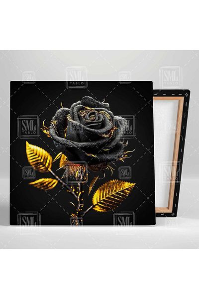 SML TABLO Pictură pe pânză pătrată cu flori decorative cu trandafir cu frunze de aur