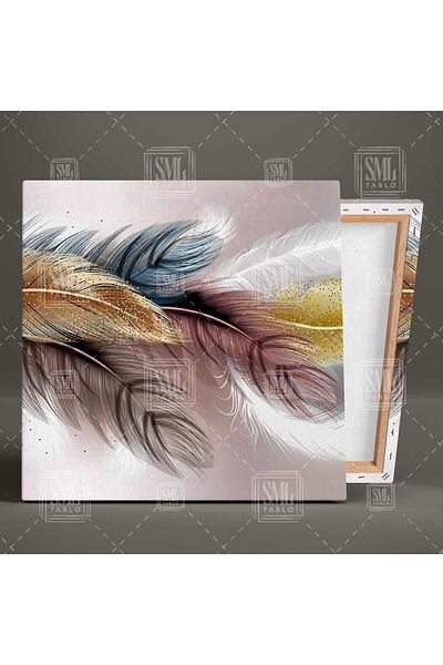 SML TABLO Bird Feathers Gold Glitter Λεπτομερής πολυτελής διακόσμηση Τετράγωνος πίνακας σε καμβά