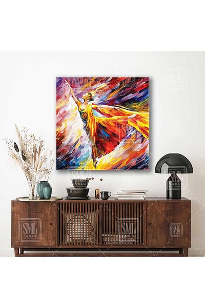 SML TABLO Balerina dansatoare Semne de perie Decor Pictură pătrată pe pânză