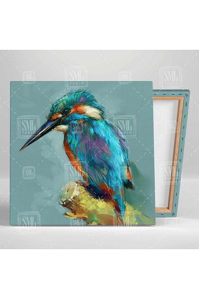 SML TABLO Pictură pe pânză pătrată cu animale decorative cu libelulă de culoare albastră și portocalie