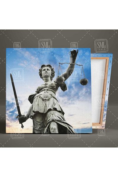 SML TABLO Biroul de avocatura Statuia Themis Decorare Pictură pătrată pe pânză