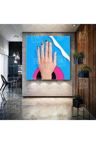 SML TABLO Gold Nail Art Forme geometrice Ornament pentru unghii Nail Studio Pictură pătrată pe pânză