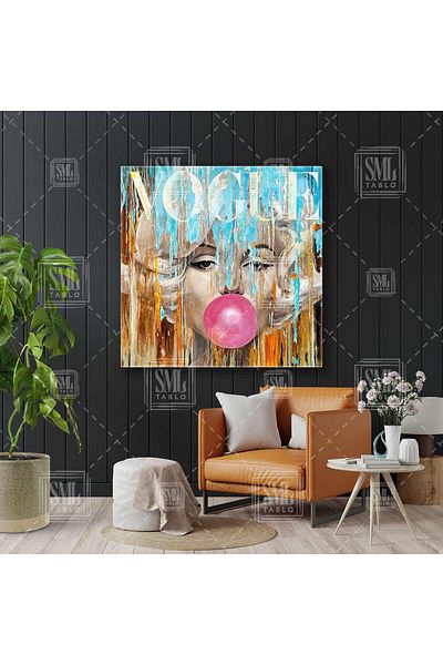 SML TABLO Copertina revistei Marlyn Monroe Pink Gum Square Canvas Print