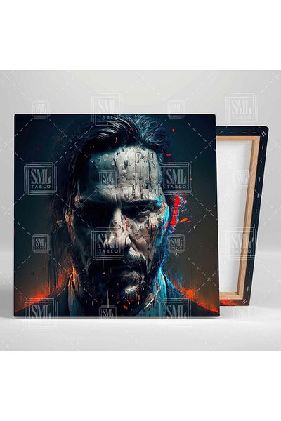 SML TABLO John Wick Εικονογράφηση Keanu Reeves Paint Splashes Τετράγωνος πίνακας σε καμβά