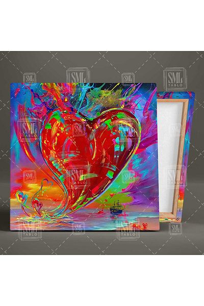 SML TABLO Neon Reflecting Big Red Heart Love Love Romantic Canvas Painting