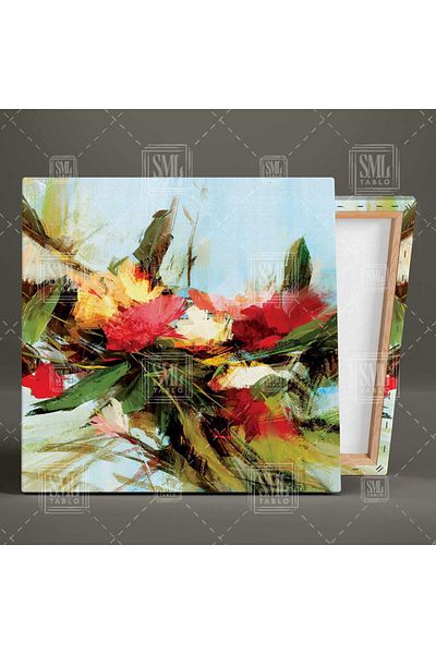SML TABLO Buchet de flori Design abstract Pictură artistică decorativă pătrată pe pânză