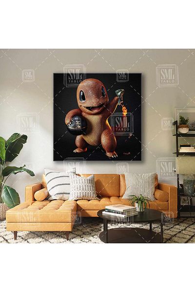 SML TABLO Pokemon Luxury Poketopu Charmender Dragon Χαρακτήρας κινουμένων σχεδίων Τετράγωνος πίνακας σε καμβά