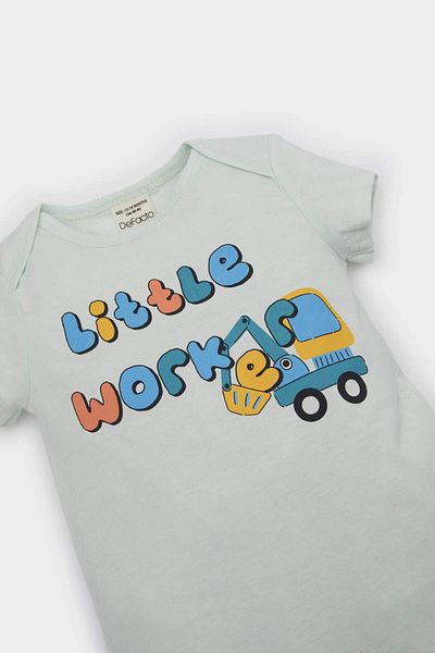 DeFacto Baby Boy Newborn Vehicle Printed Combed Cotton Short Sleeve Jumpsuit E4014A525Sm