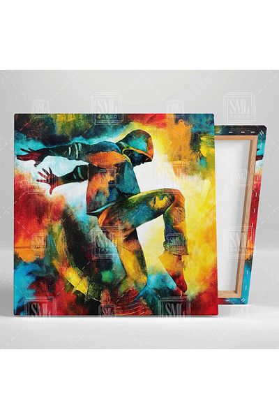 SML TABLO Break Dancer Modern Street Dancer Brush Traces Τετράγωνος πίνακας σε καμβά