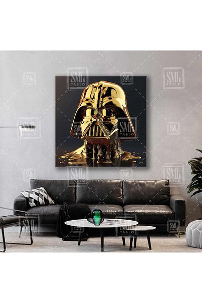 SML TABLO Star Wars Gold Darth Wader Mask Χρυσή Μάσκα Υγρής Τετράγωνη ζωγραφική σε καμβά