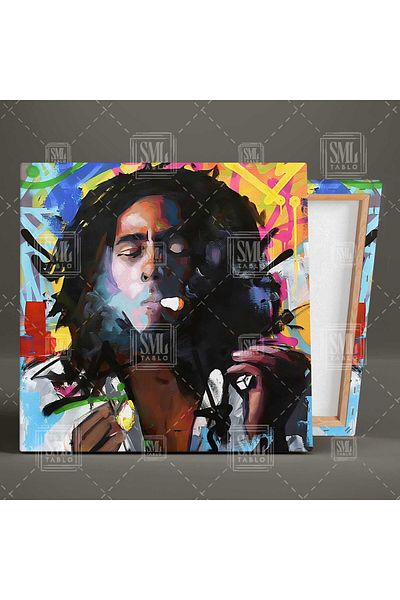 SML TABLO Bob Marley Street Art Graffiti Μύθος τραγουδιστής τετράγωνος πίνακας σε καμβά