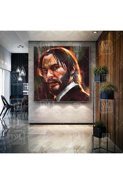 SML TABLO John Wick Legend Movie Character Portrait Square Canvas Print