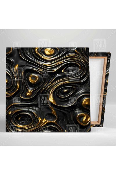 SML TABLO Cercuri neregulate cu detalii aurii Pictură decorativă de lux pătrată pe pânză