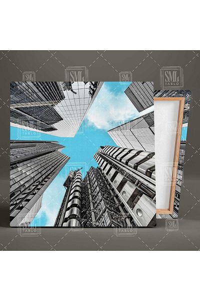 SML TABLO City Skyscrapers Sky Clouds Landscape City Square Canvas Painting