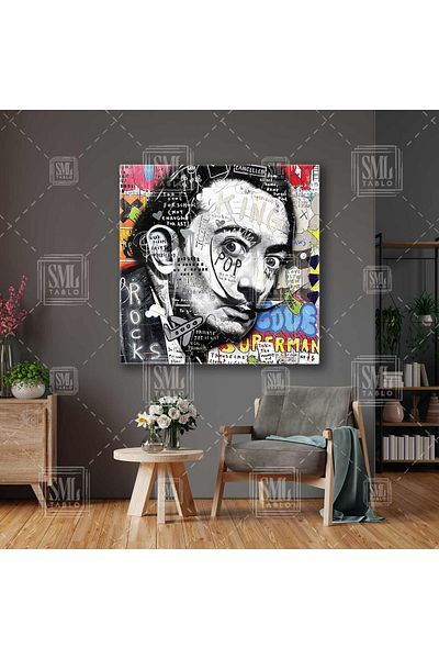 SML TABLO Salvador Dali Graffiti Street Art Street Art Pictură pătrată pe pânză