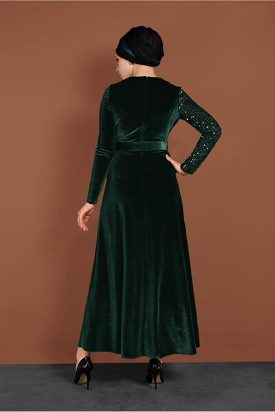 Alvina Pullu Kadife Elbise 40299