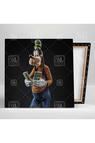 SML TABLO Gooffy Square Canvas Ζωγραφική με πορτοκαλί πουλόβερ και πράσινο καπέλο