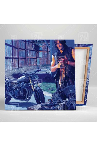 SML TABLO Daryl Dixon The Walking Dead Norman Reedus Repararea motorului Pictură pătrată pe pânză