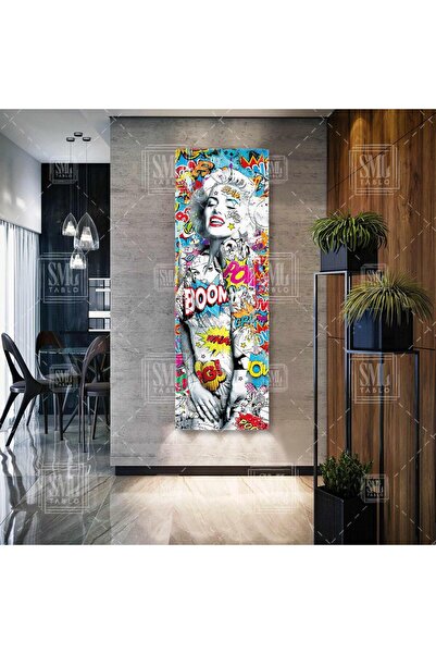 SML TABLO Marilyn Monroe Sokak Sanatı Grafiti Boyuna Dikey Panoramik Kanvas T...