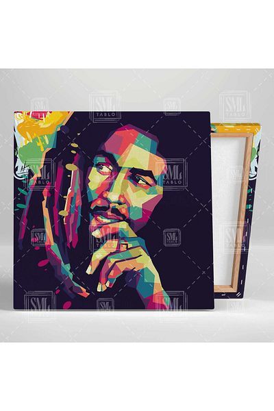 SML TABLO Bob Marley Legendă Reggae Music Artist Pictură pătrată pe pânză