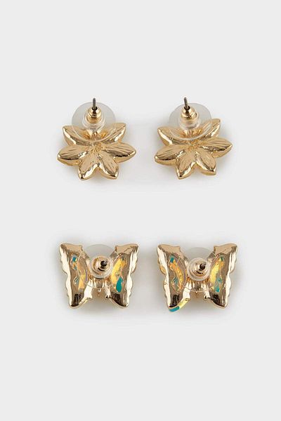 DeFacto Women's 2-Piece Gold Earrings F0716Axns