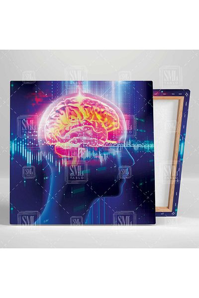 SML TABLO Brain Waves Brain Neurology Doctor Office Pictură pătrată pe pânză