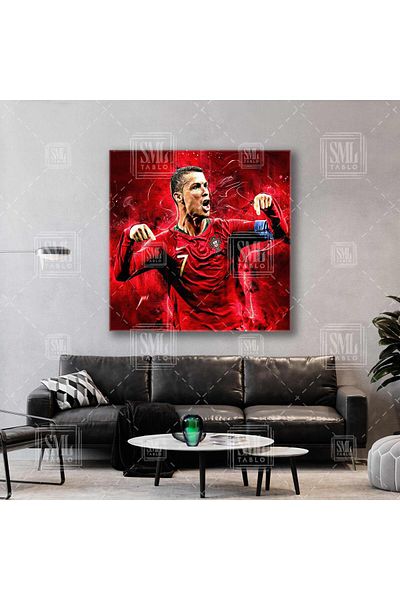 SML TABLO Κριστιάνο Ρονάλντο Πορτογαλία Cr7 Ποδόσφαιρο Χιράς Τετράγωνος Πίνακας Καμβά