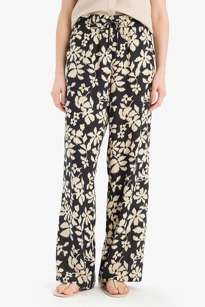 DeFacto Florida Patterned Viscose Fabric Palazzo Trousers with Pockets High Waist Wide Leg J8739Az25Sm