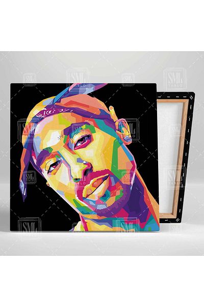 SML TABLO Tupac Shakur Legend Hiphop Καλλιτέχνης Μουσικής Τετράγωνος Πίνακας Καμβά