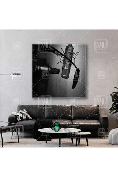 SML TABLO Μικρόφωνο Studio Εγγραφή ήχου Μουσική Διακόσμηση Τετράγωνος πίνακας καμβά