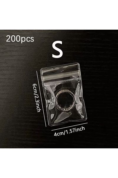 Choice S-200pcs 50pcs, Anti-oxidation Jewelry Bags, Clear Jewelry Zipper Bags, Small Jewelry Organizer, Rin