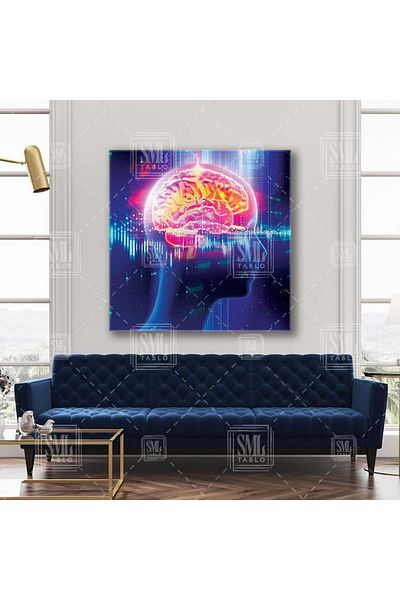 SML TABLO Brain Waves Brain Neurology Doctor Office Pictură pătrată pe pânză