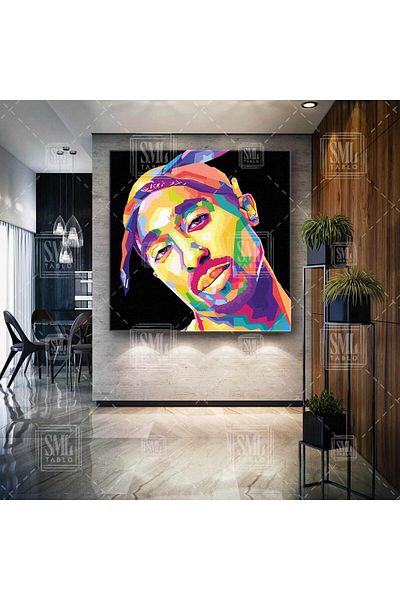 SML TABLO Tupac Shakur Legend Hiphop Καλλιτέχνης Μουσικής Τετράγωνος Πίνακας Καμβά