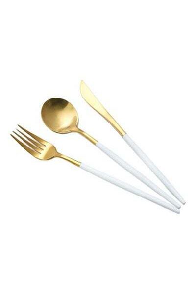 HALAMODO 3-Piece Stainless Steel Cutlery Set White/Gold