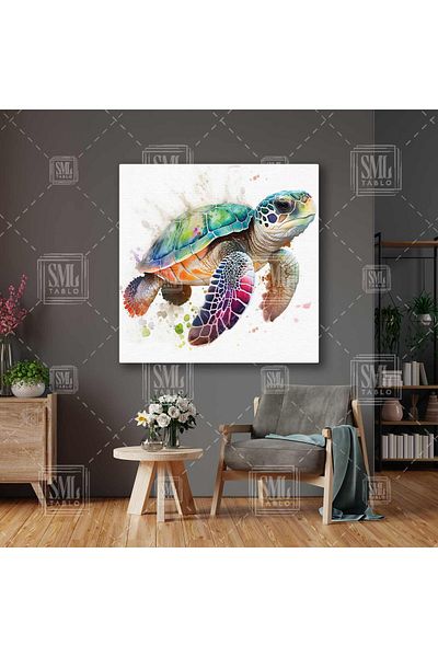 SML TABLO Crabie de apă drăguță cu efect de acuarelă Animal Square Canvas Painting
