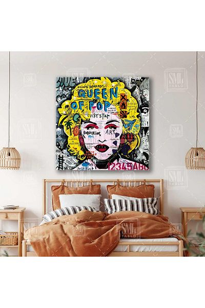 SML TABLO Regina populului Madonna Street Art Graffiti Pictură pătrată pe pânză