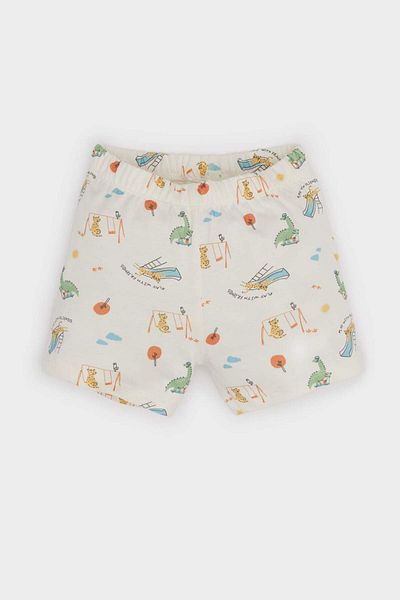 DeFacto Baby Boy Pajama Set Dinosaur Printed Short Sleeve Combed Cotton Top Elastic Waist Shorts E9606A525Sm