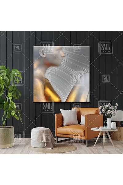 SML TABLO Golden Nude Woman Gold Decor Pictură pătrată pe pânză