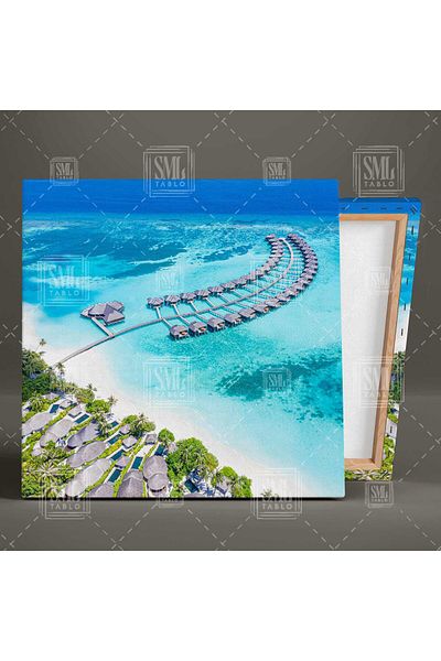SML TABLO Maldive Blue Sea Sun Vacanță Peisaj Natură Pătrat Canvas Art