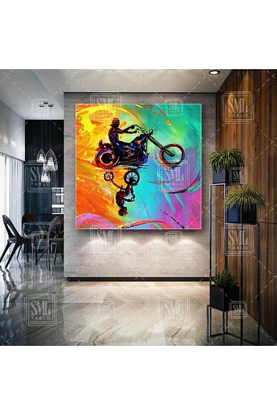 SML TABLO Πολύχρωμο μοτοσικλέτα μοτοσικλέτας Dream Inside Child Square Canvas Painting