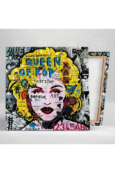 SML TABLO Regina populului Madonna Street Art Graffiti Pictură pătrată pe pânză