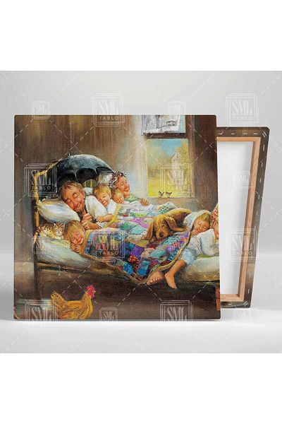 SML TABLO Pictorul Dianne Dengel Home Sweet Home Happy Family Felicitări Pictură pătrată pe pânză